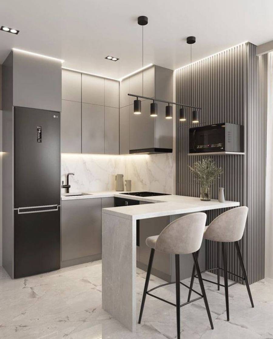 کابینت طوسی روشن و چوب