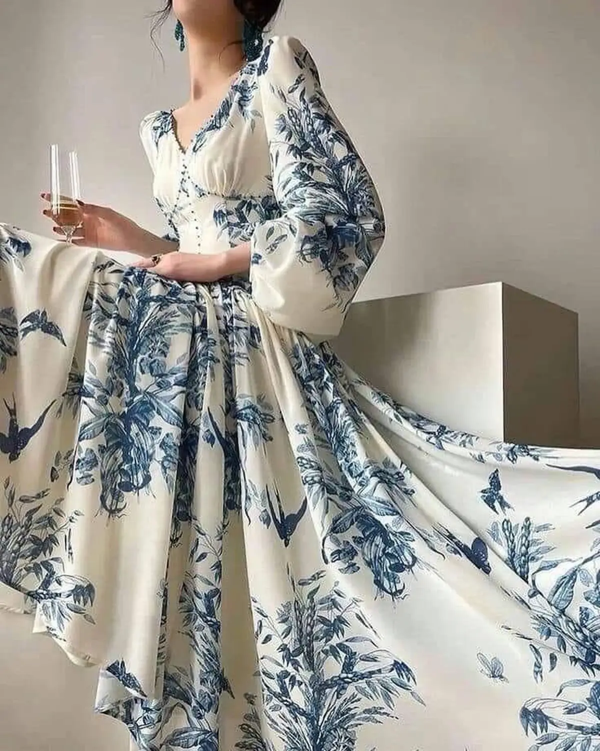 پیراهن گلدار زنانه مجلسی 