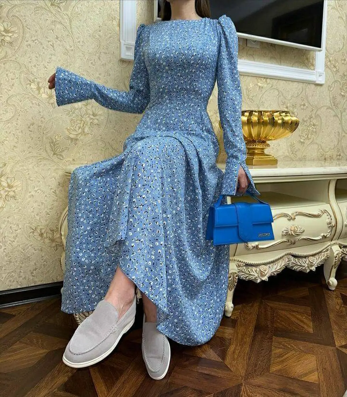 مدل لباس ماکسی با پارچه گلدار 