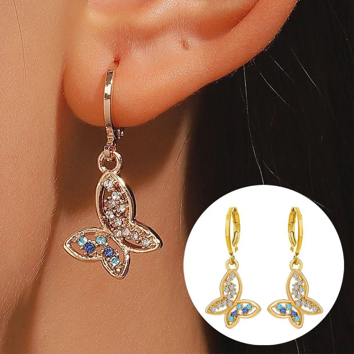 گوشواره پروانه ای طلا ظریف 