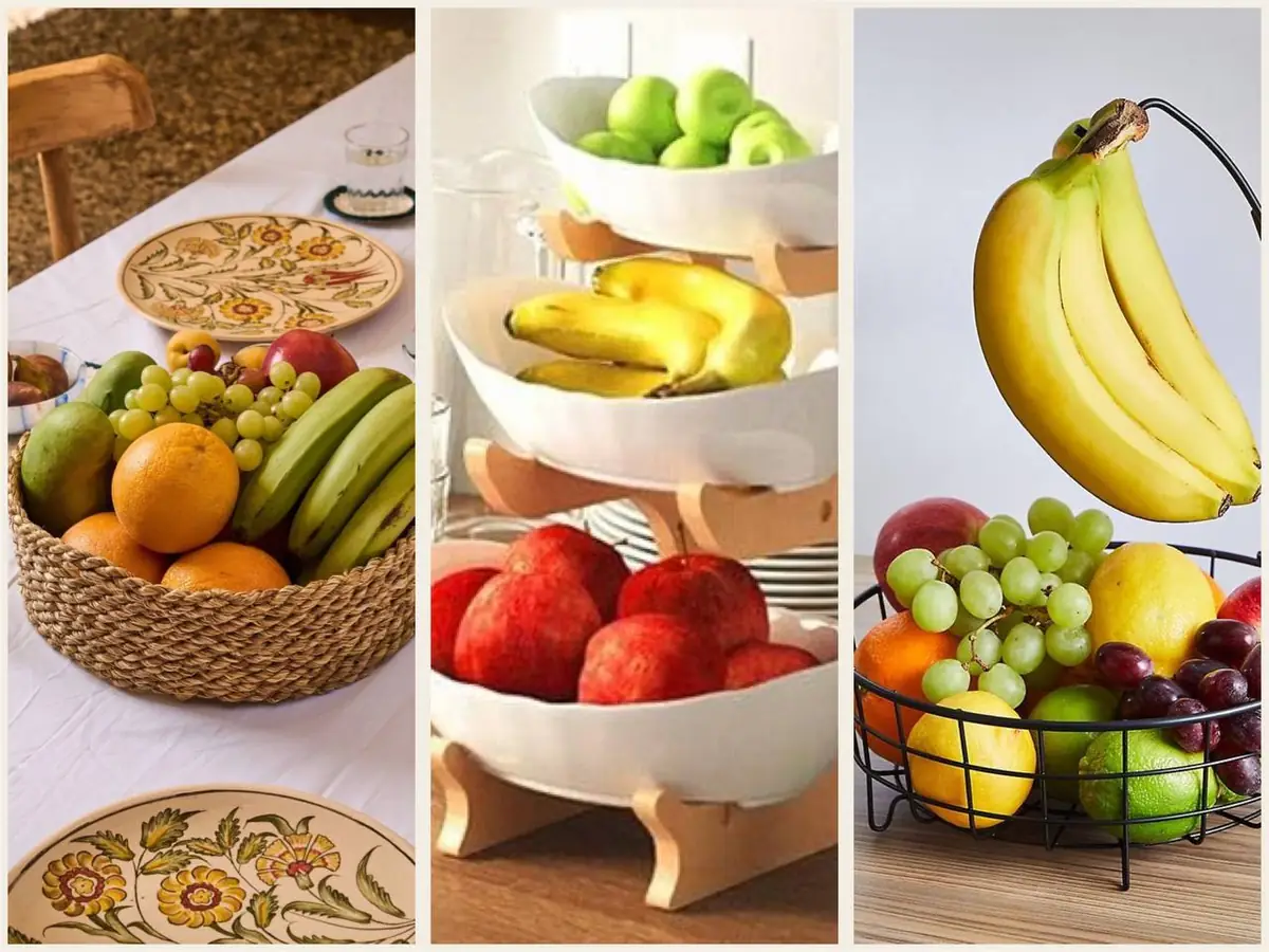 جا میوه ای چوبی پایه دار 