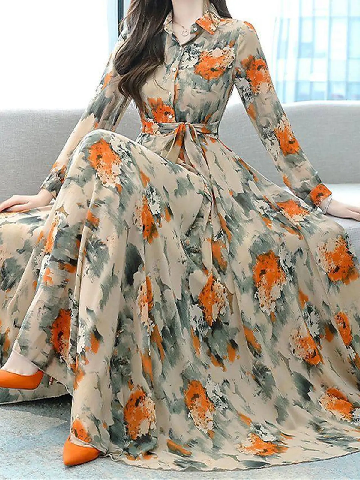 مدل پیراهن نخی گلدار 