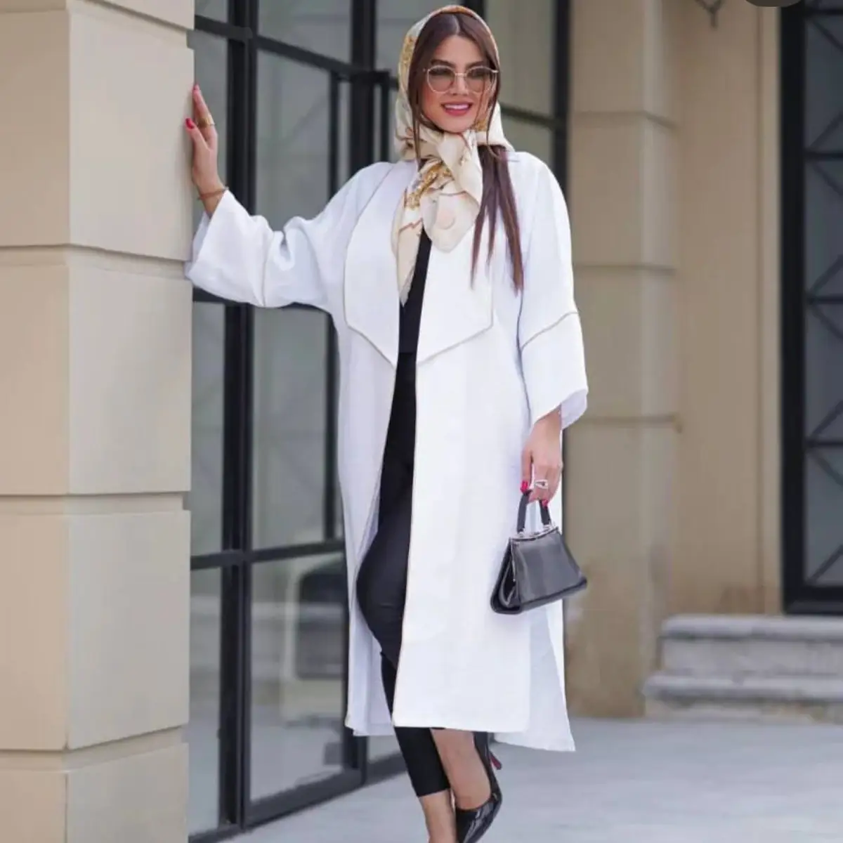 مانتو سفید بلند مجلسی