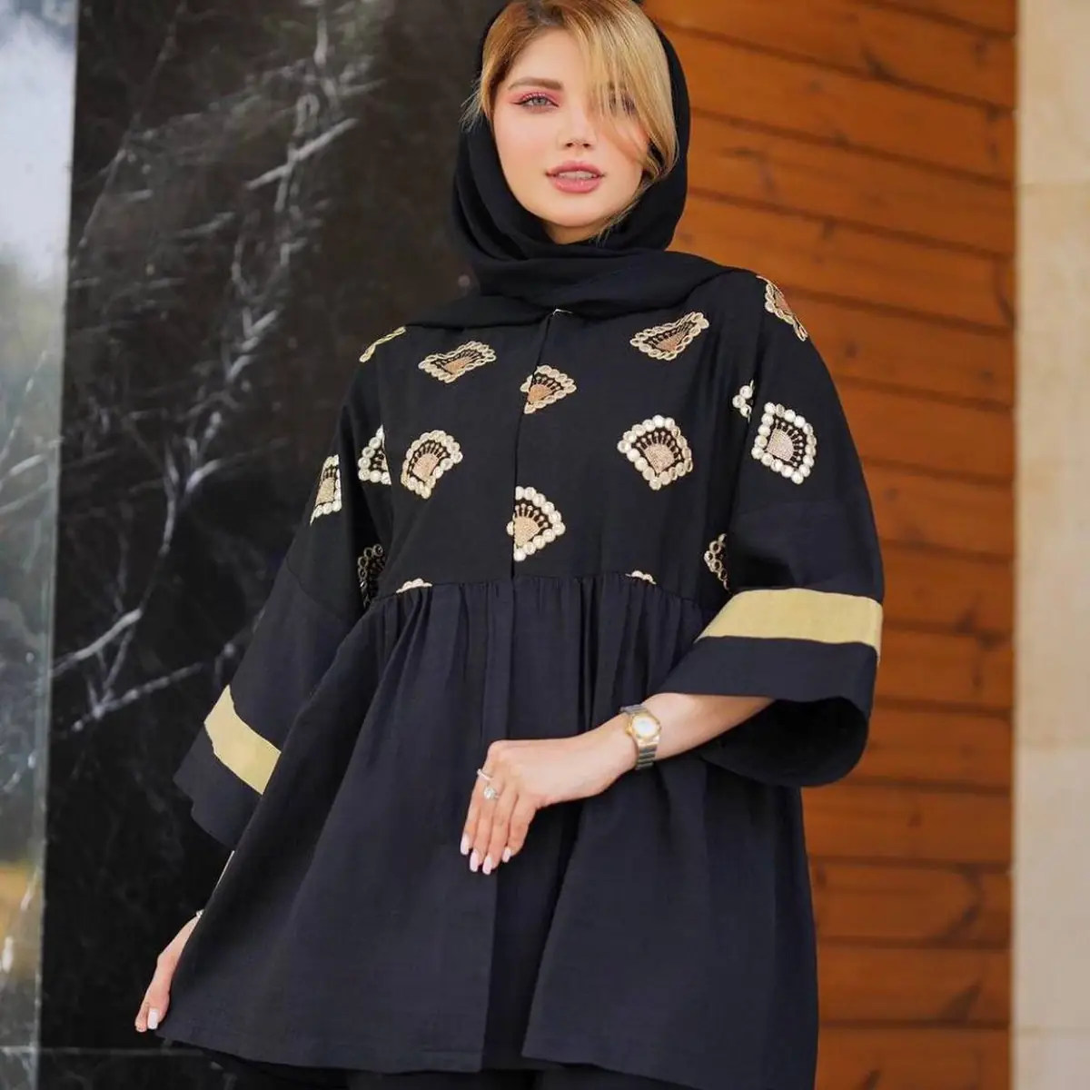 مانتو لینن گلدوزی 