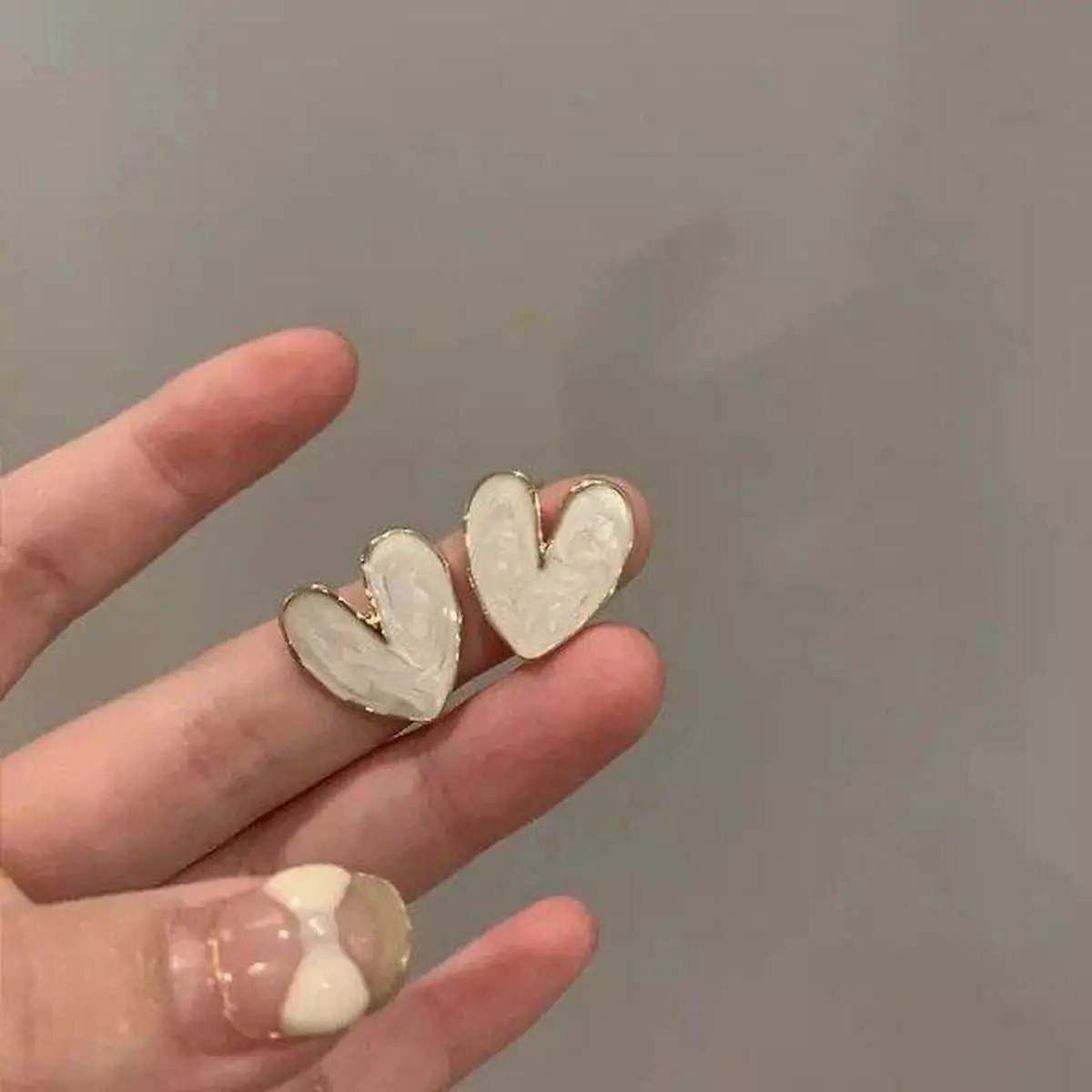 گوشواره قلبی طلا سفید 