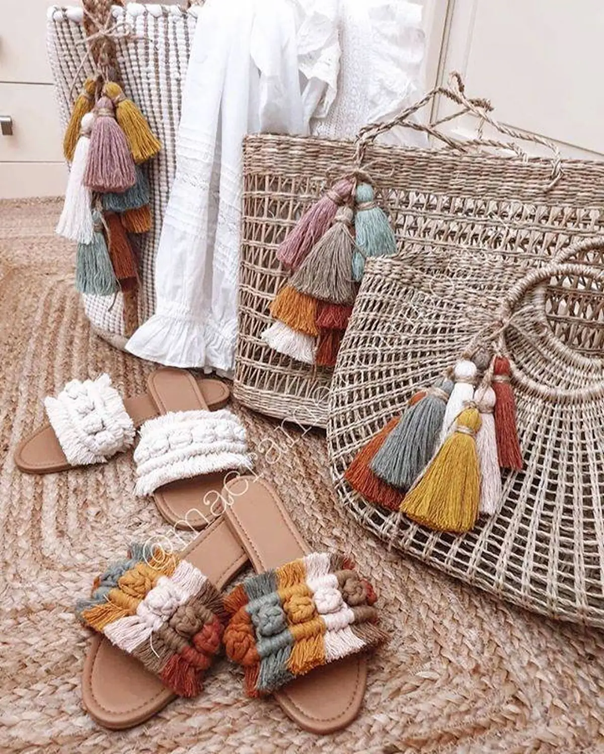 دمپایی و کیف مکرومه جذاب