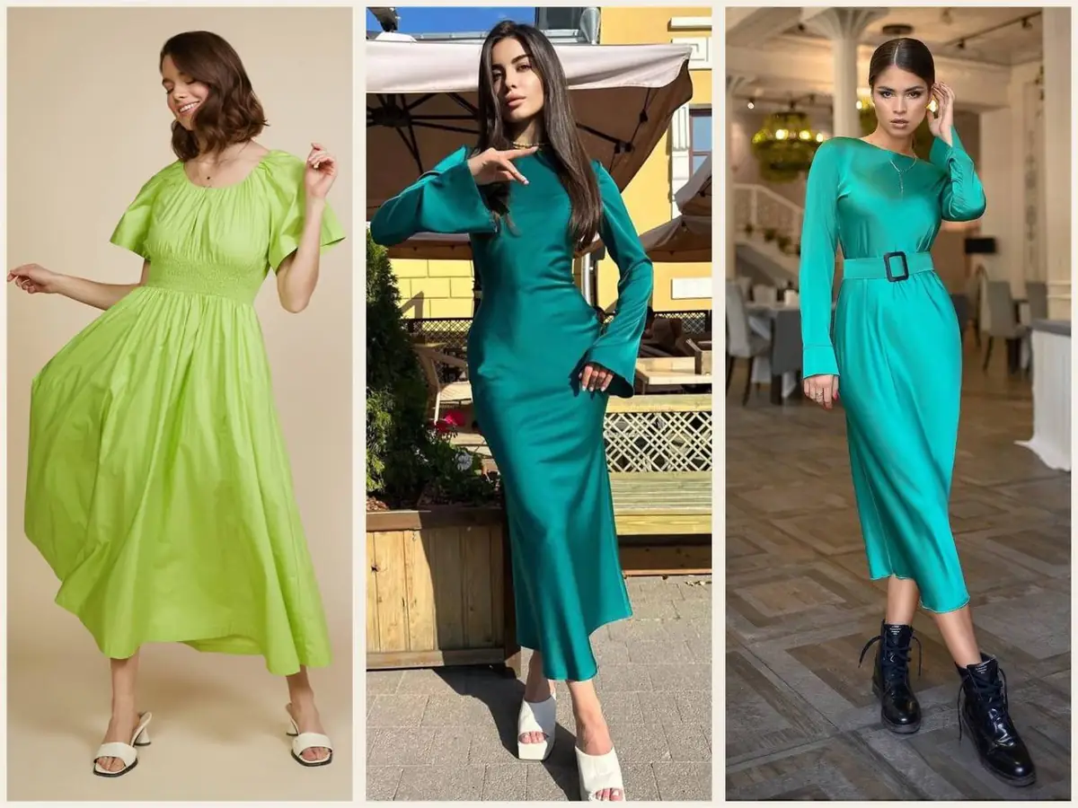 لباس مجلسی سبز زیتونی بلند 
