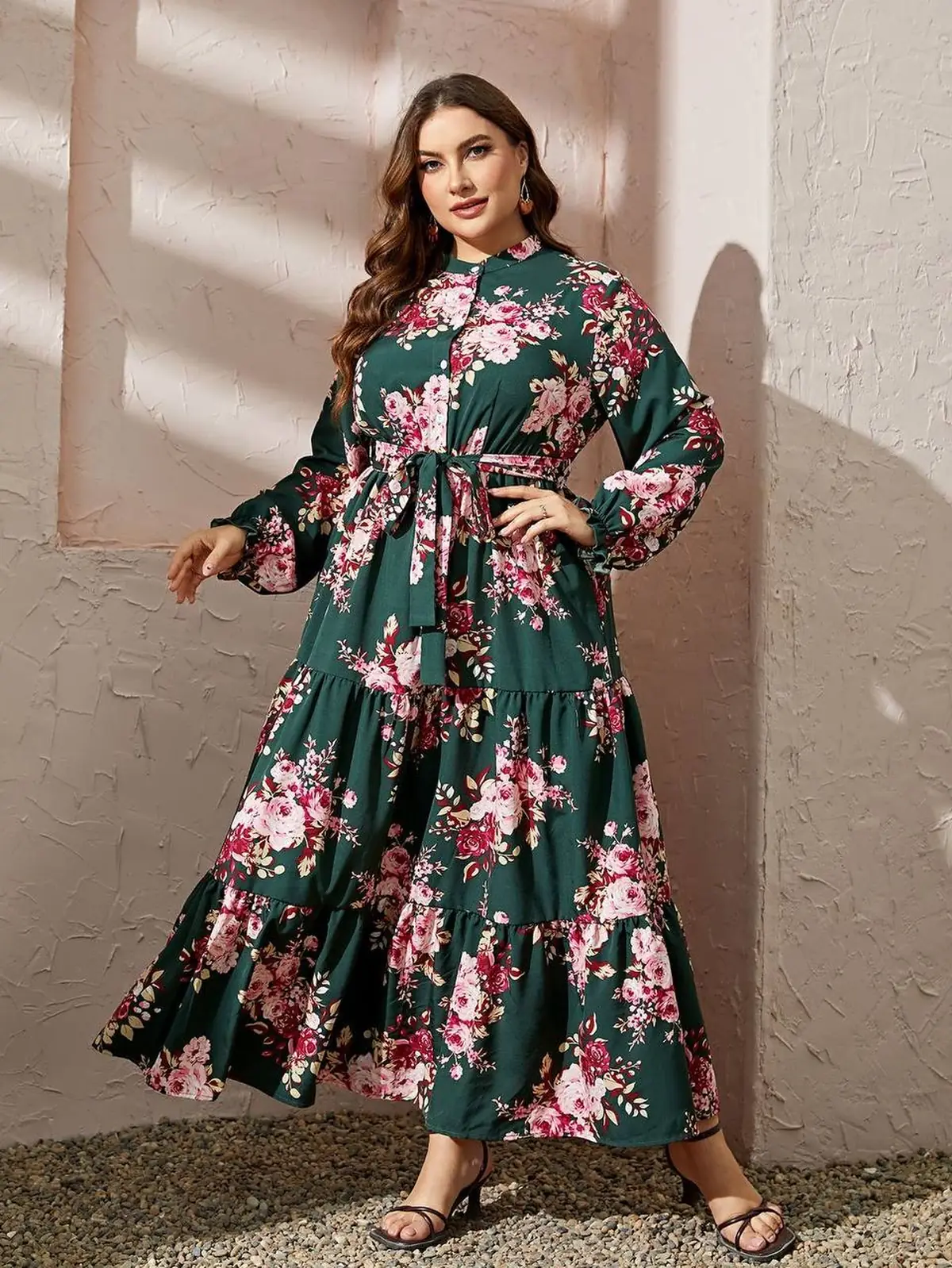 مدل پیراهن نخی گلدار برای افراد چاق