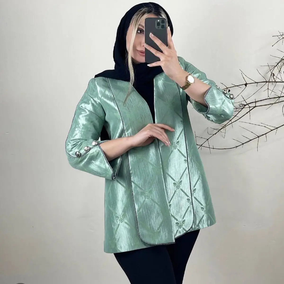 مدل مانتو با پارچه ژاکارد ساده 