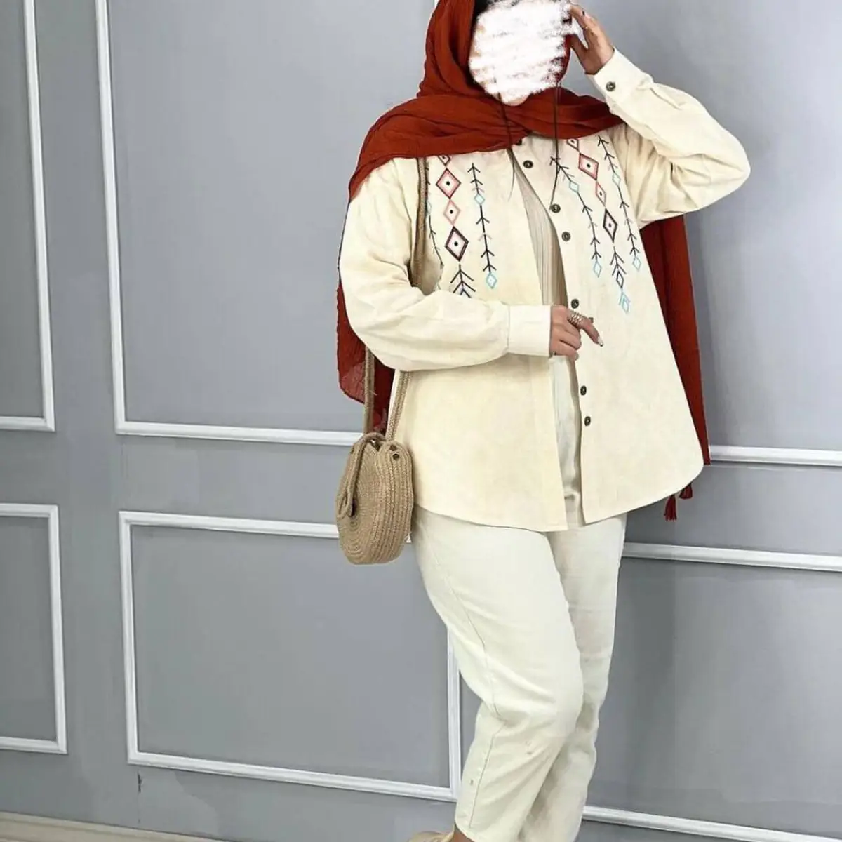 مدل مانتو نخی گلدوزی شده 