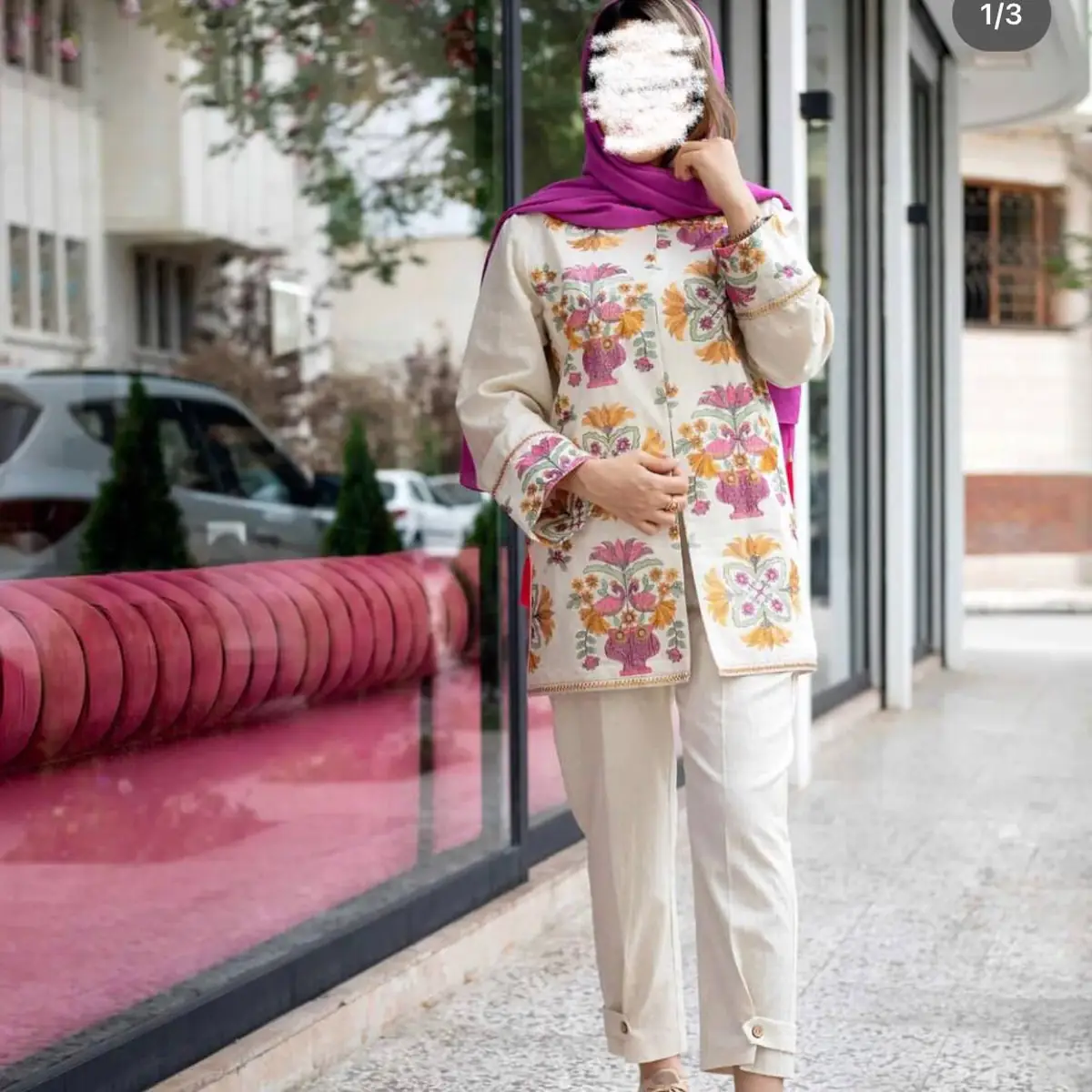مدل مانتو با پارچه گلدوزی شده 