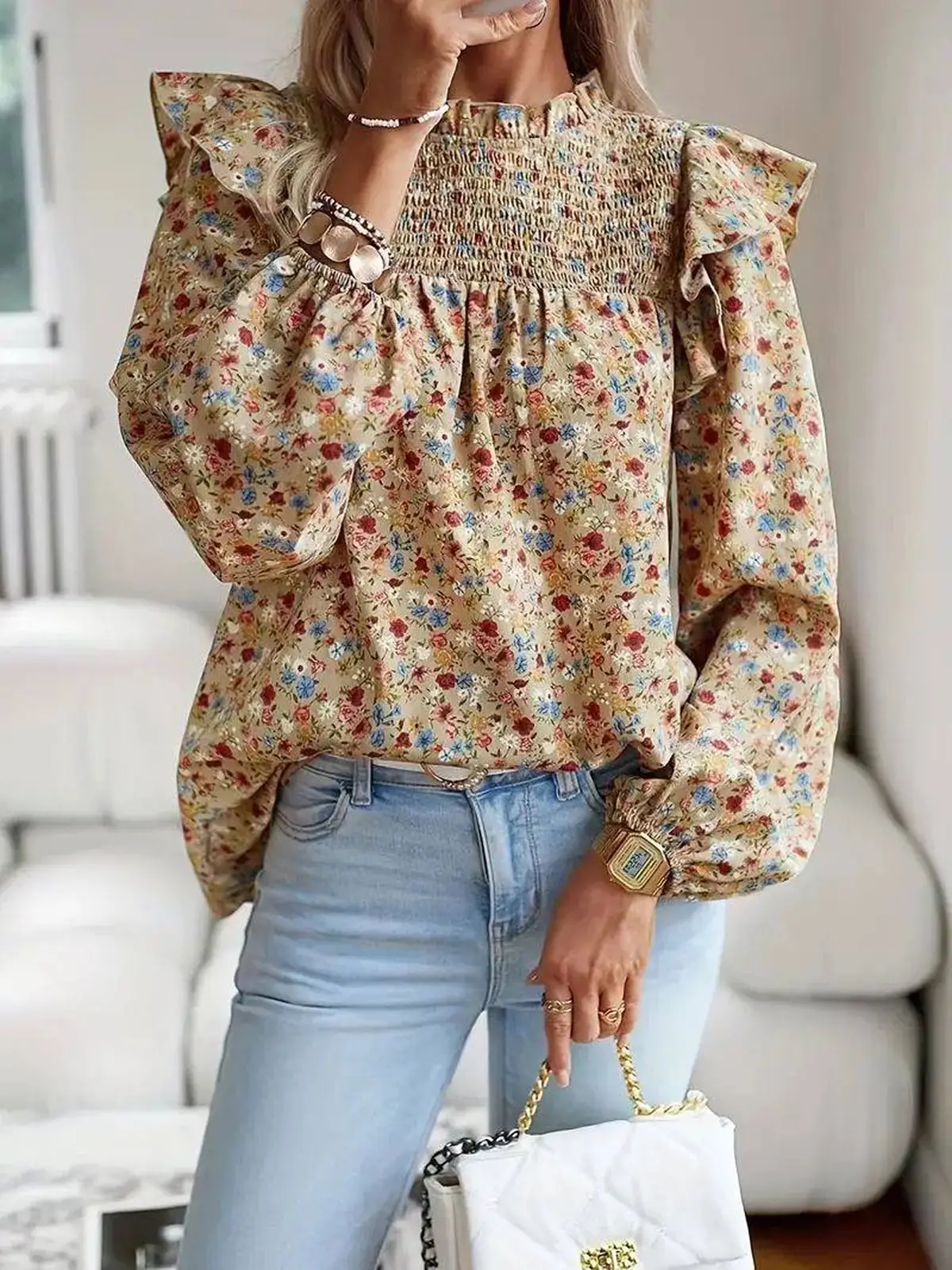 مدل شومیز نخی گلدار در اینستاگرام 