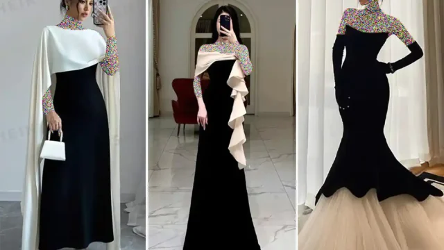 15 مدل ایده لباس مجلسی مشکی سفید شیک و جدید برای مجالس رسمی