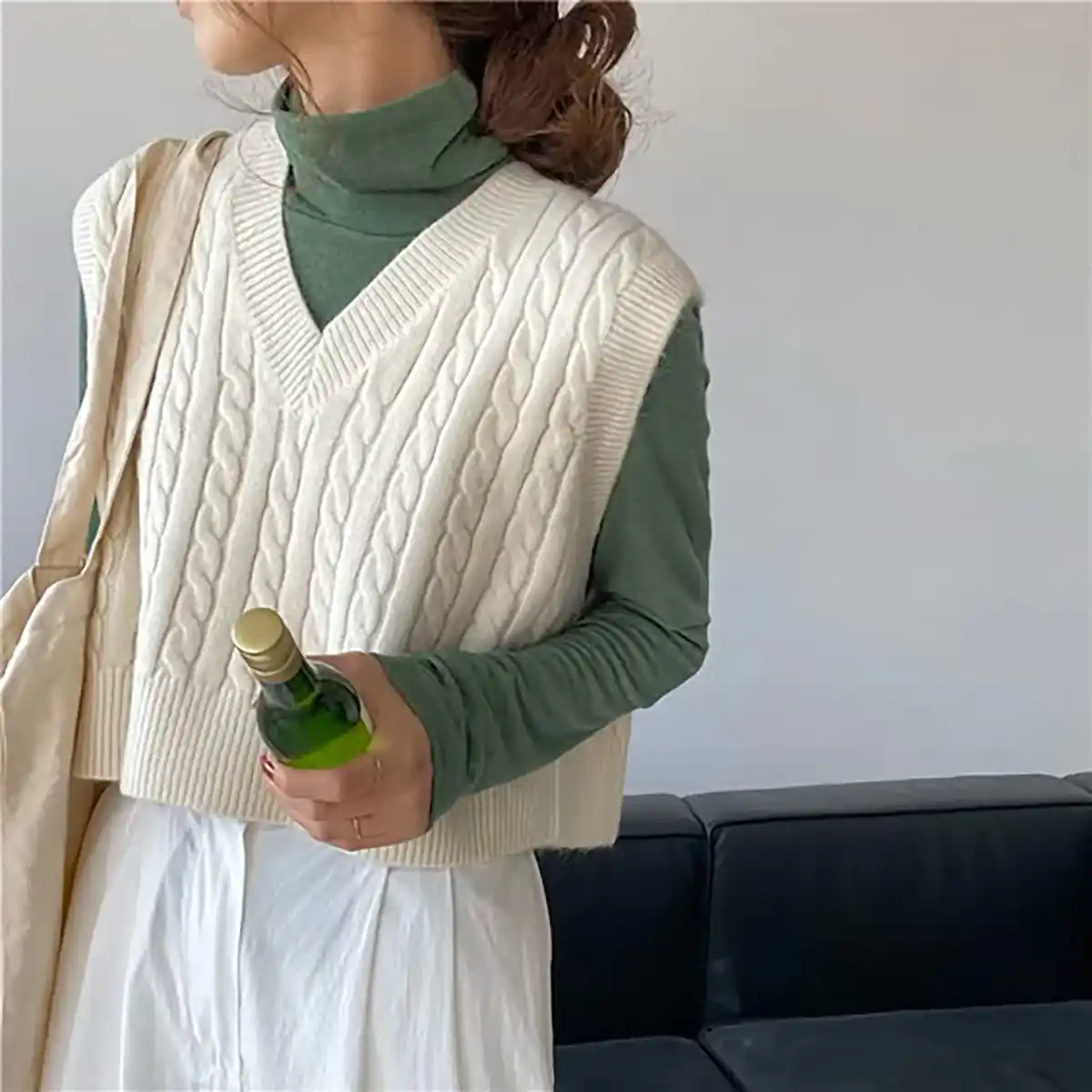 آموزش بافت جلیقه زنانه جلو باز با دو میل