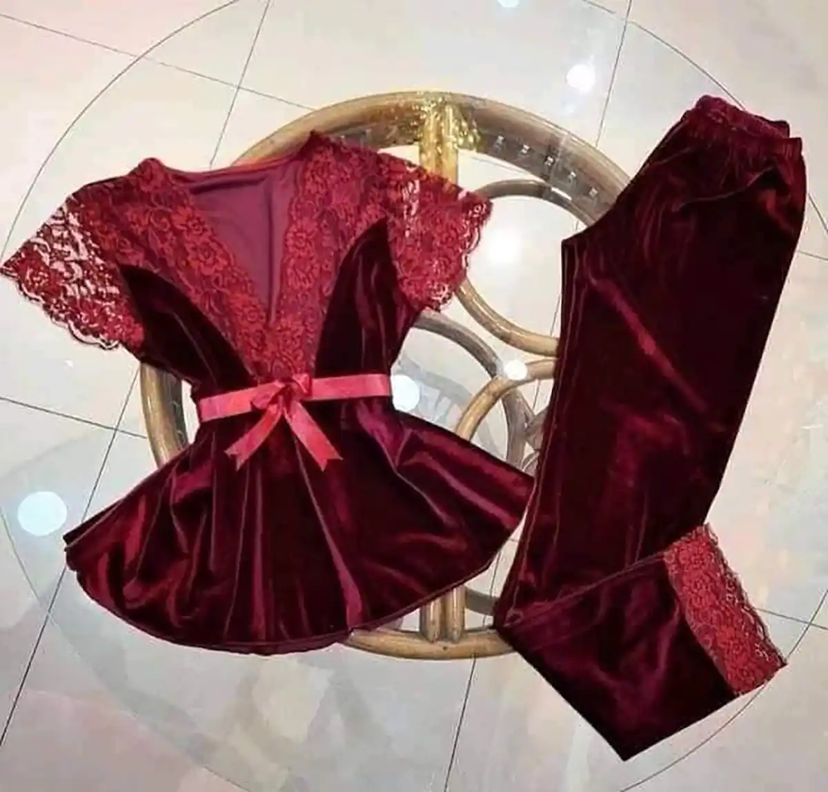 ست بلوز شلوار مخمل زنانه مجلسی 