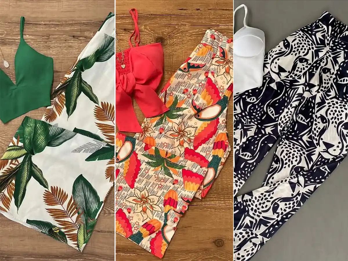 کراپ دخترانه با شلوار بگ 