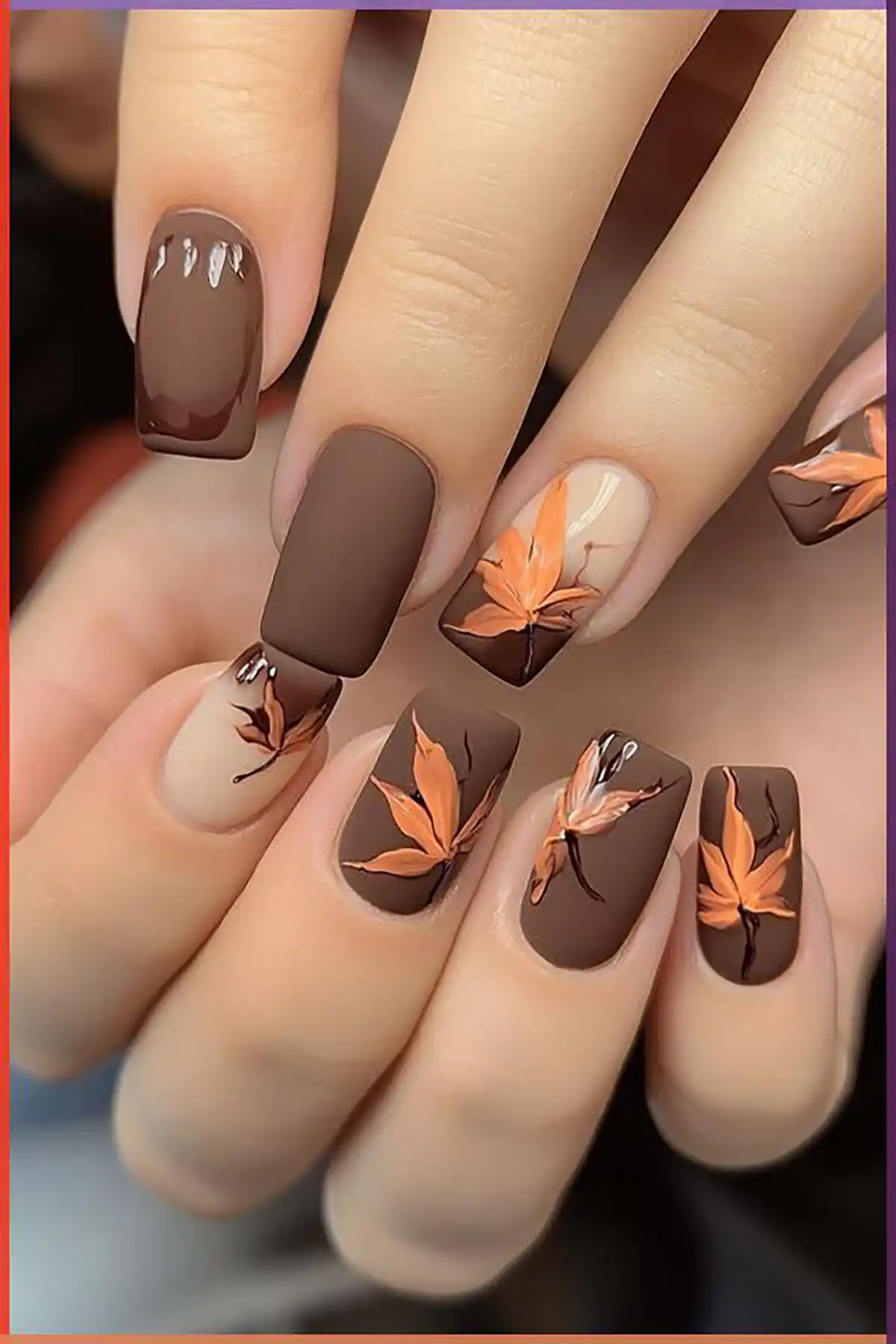 طرح ناخن پاییزی ساده