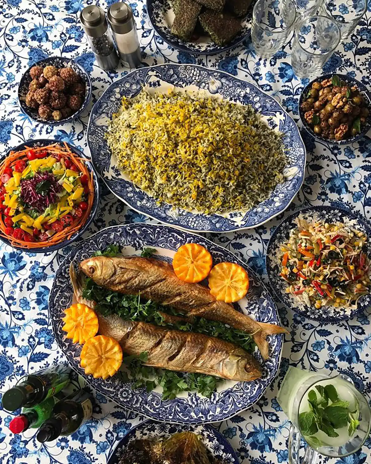 تزیین ماهی سرخ شده با سیب زمینی 