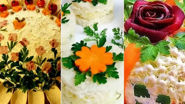 تزیین سالاد الویه با هویج و خیارشور + نکات و ایده‌ها