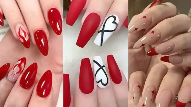 طراحی با لاک قرمز | ۱۰ ایده جذاب و جدید برای ناخن