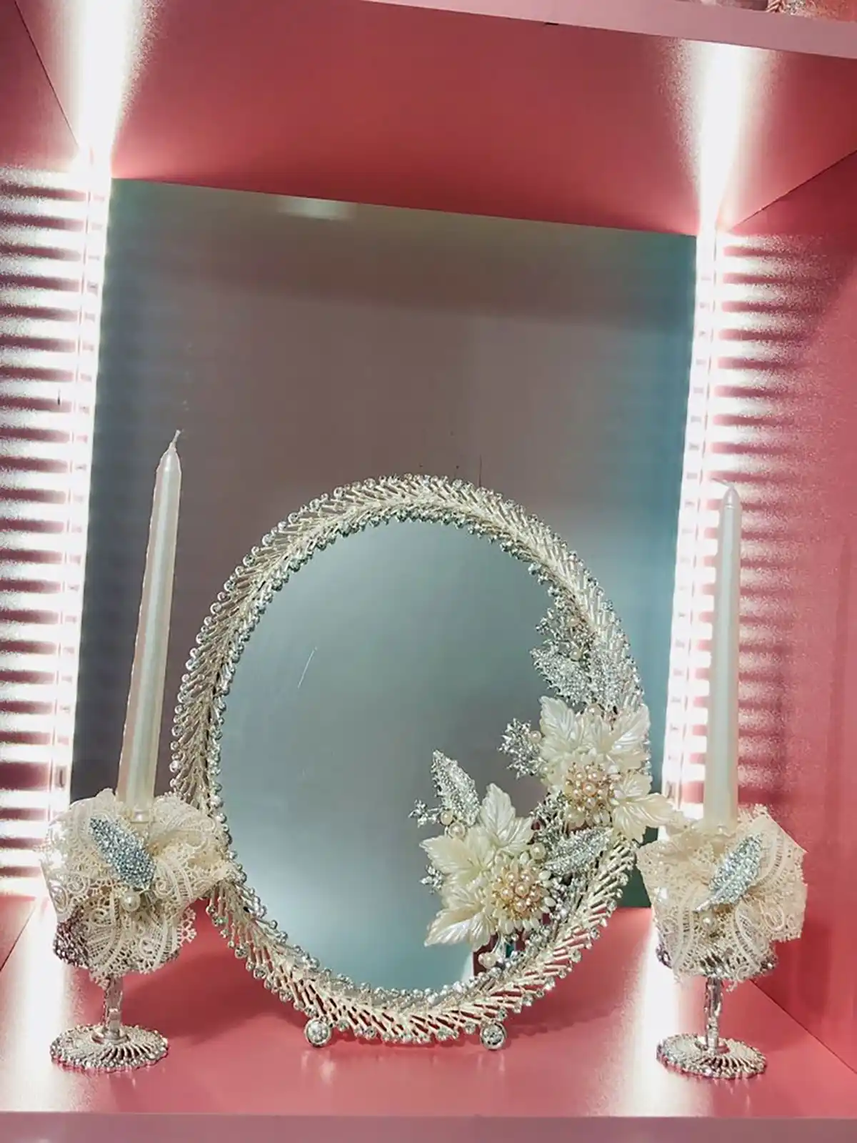 آینه شمعدان برنز 
