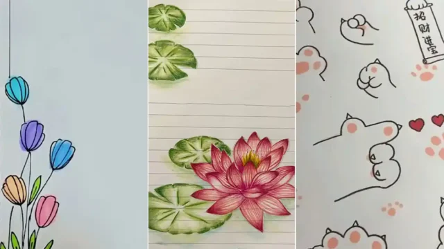 تزیین حاشیه برگه دفتر با طراحی‌های بامزه برای کوچولوها