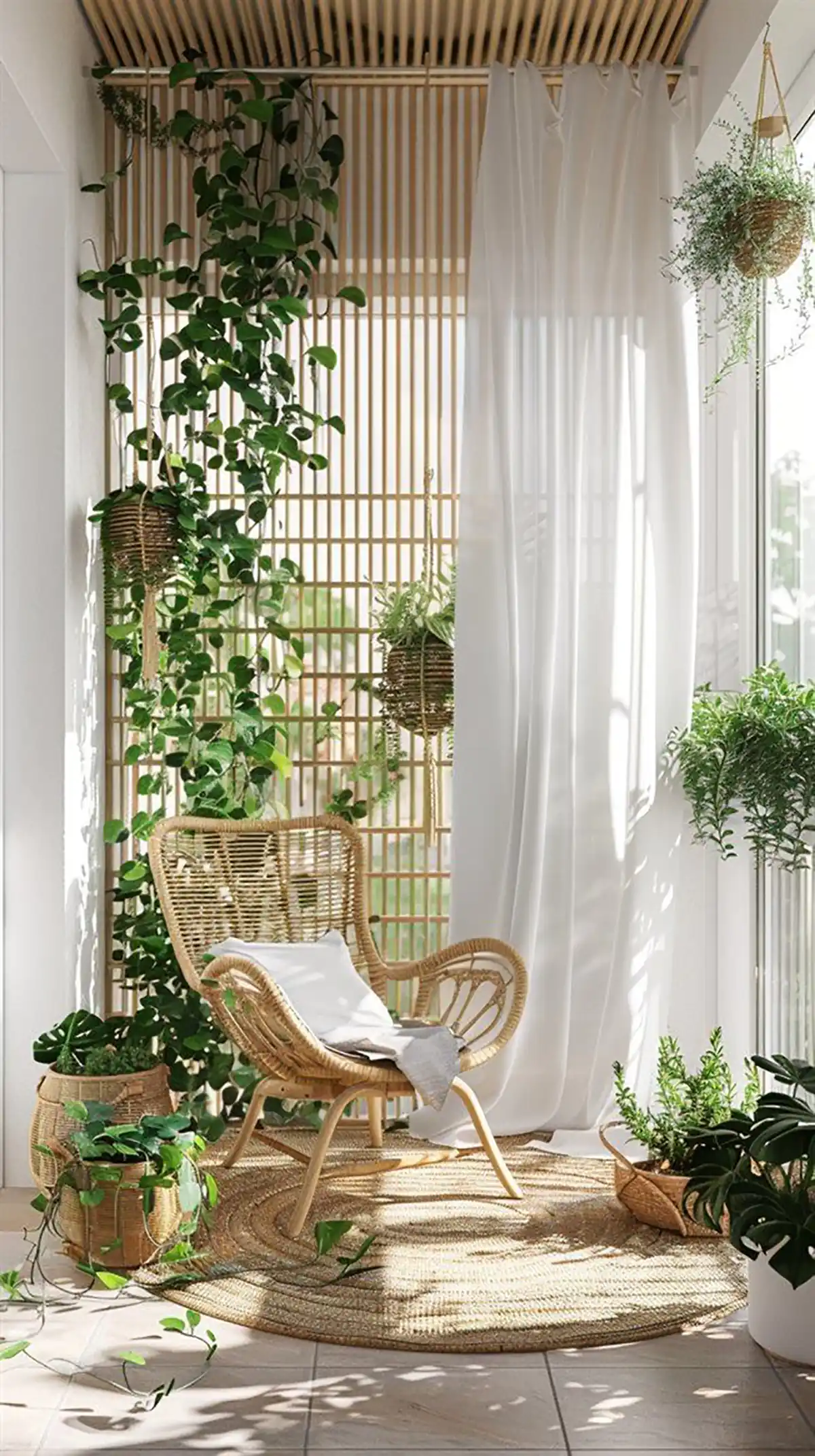 دیزاین بالکن با چمن مصنوعی 