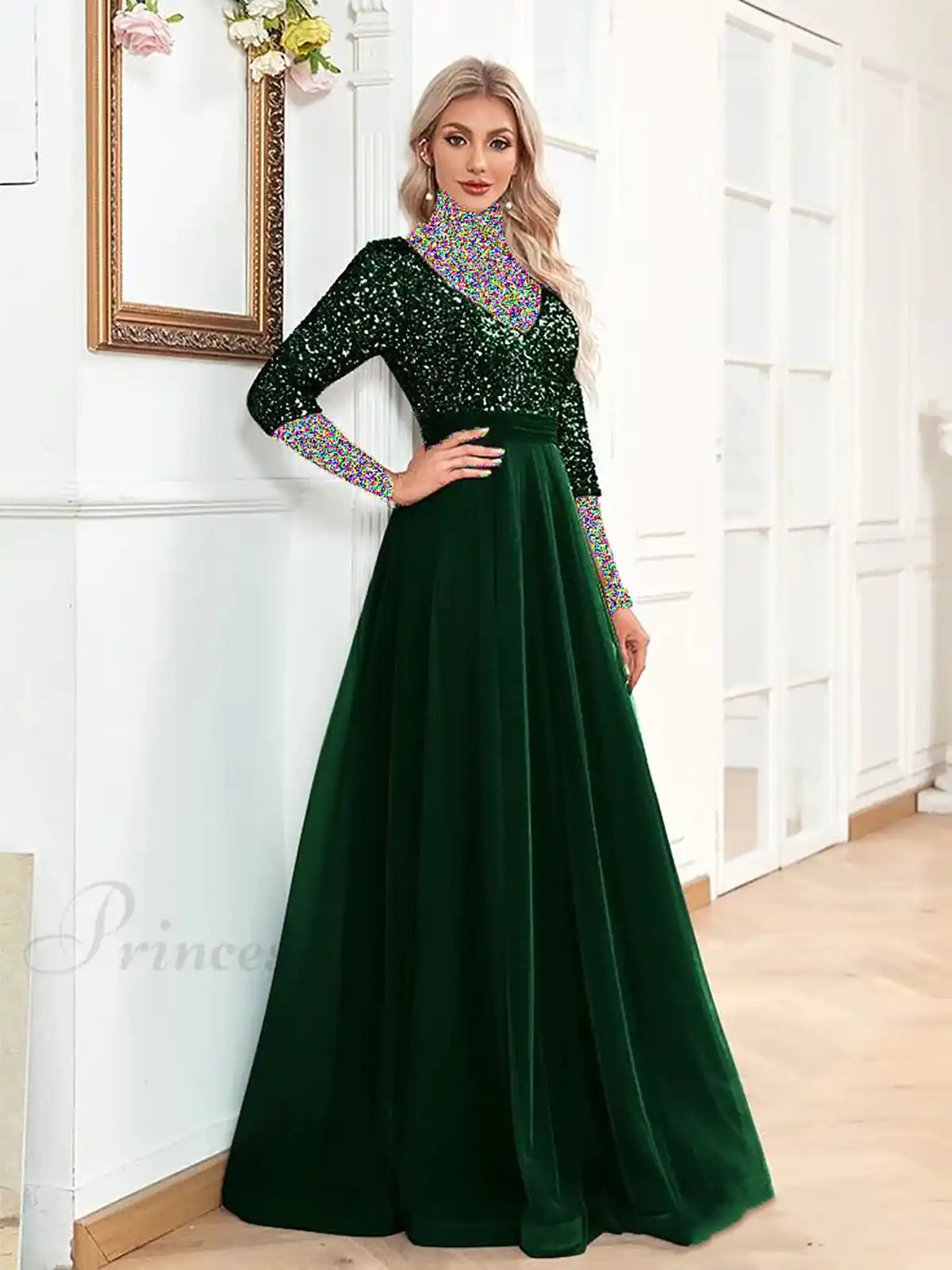 لباس مجلسی سبز زمردی