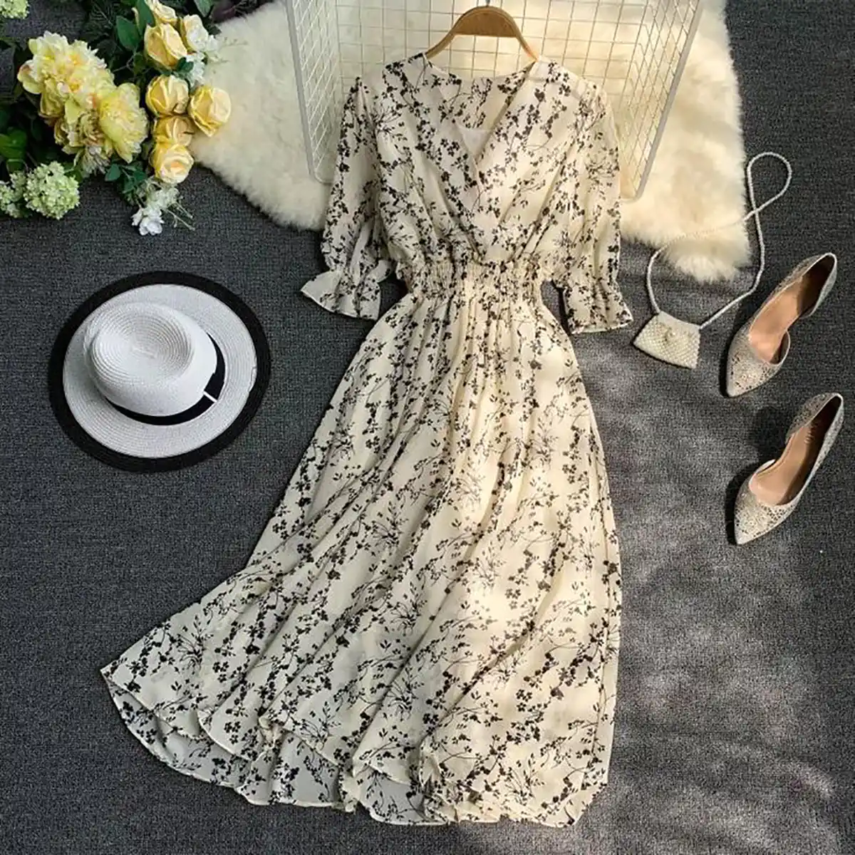 مدل پیراهن چین دار طبقه ای دخترانه 