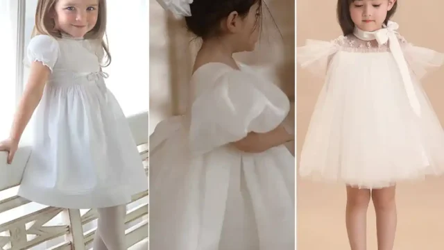 15 مدل لباس عروس بچه گانه پرنسسی بلند سفید با طراحی خاص و دخترونه