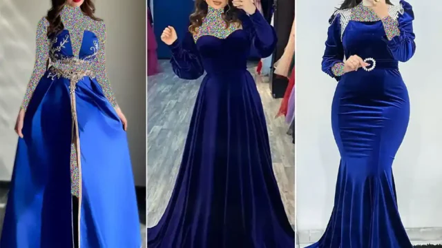 مدل‌های به‌روز و شیک پیراهن سورمه ای بلند مجلسی با طراحی خاص برای خانم‌های خوش‌سلیقه