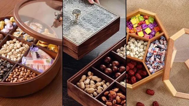 باکس تنقلات رومیزی | ۱۵ باکس کاربردی برای شیرینی، شکلات، آجیل و خوراکی‌های ریز ریز