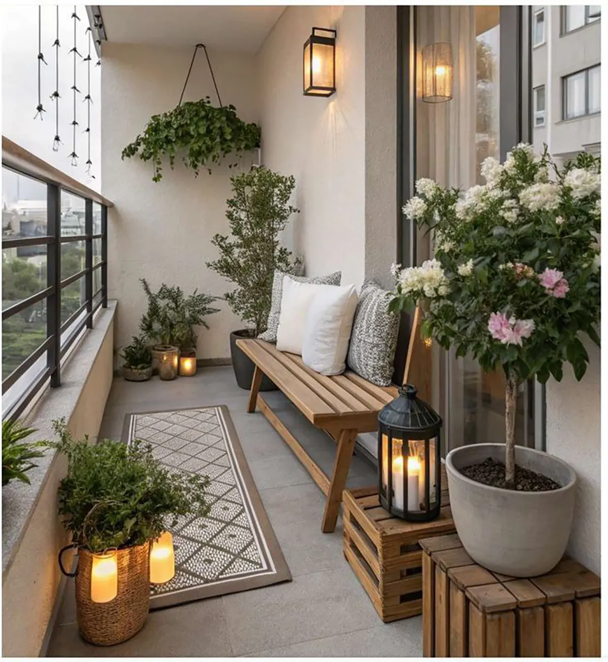 دیزاین بالکن با چمن مصنوعی