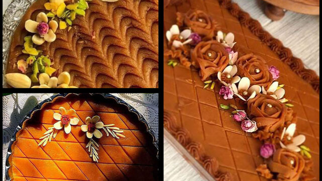 تزیین حلوا مجلسی | ایده‌های خلاقانه برای حلوا گل‌دار و رنگی