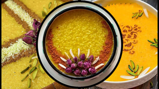 تزیین شله زرد | ایده‌هایی برای تزیین دسر با استایل ایرانی-مدرن