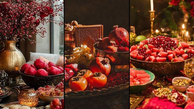 چیدمان میز یلدایی | چیدمان میز طولانی ترین شب سال