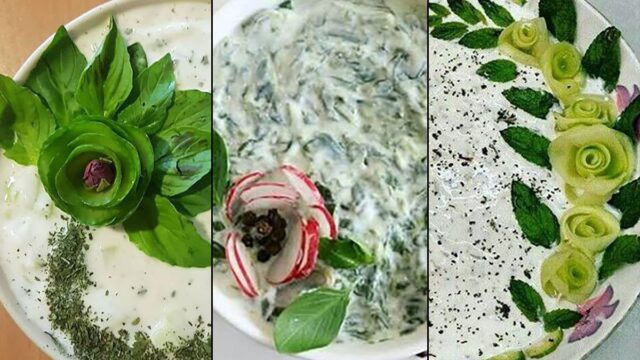 تزیین ماست و خیار | ایده تزیین خاص برای مهمونی و جشن