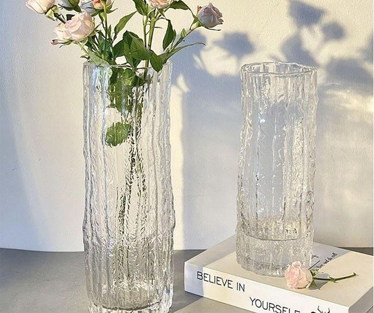 گلدان شیشه ای استوانه ای بزرگ