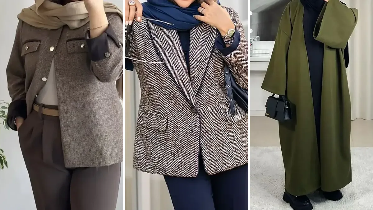 کلاژ مدل مانتو پشمی سه ستونه برای روزهای سرد