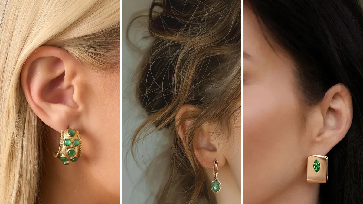 گوشواره حلقه‌ای طلا؛ سه مدل حلقه‌ای طلایی نگین‌دار