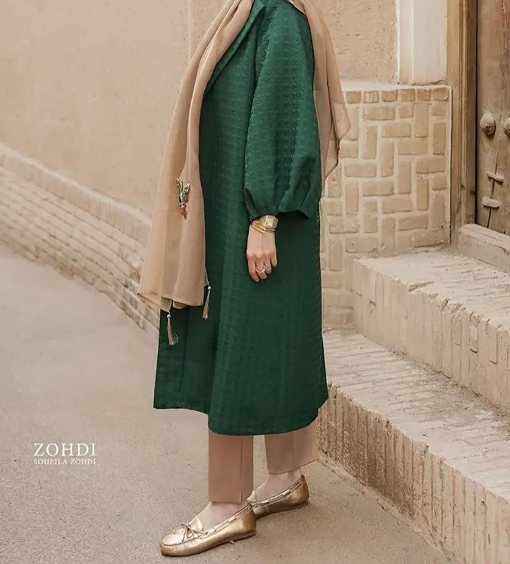 مانتو کتی سبز جلوباز